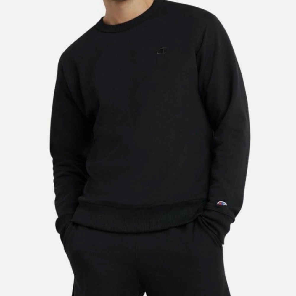 Champion Sweatshirt L Black Power Blend‎ Fleece Pullover Crewneck Casual Logo